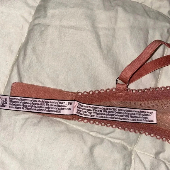 Victoria's Secret 32C DREAM ANGELS Glitter Pushup Champagne Bra Floral Lace Mesh - Picture 9 of 10